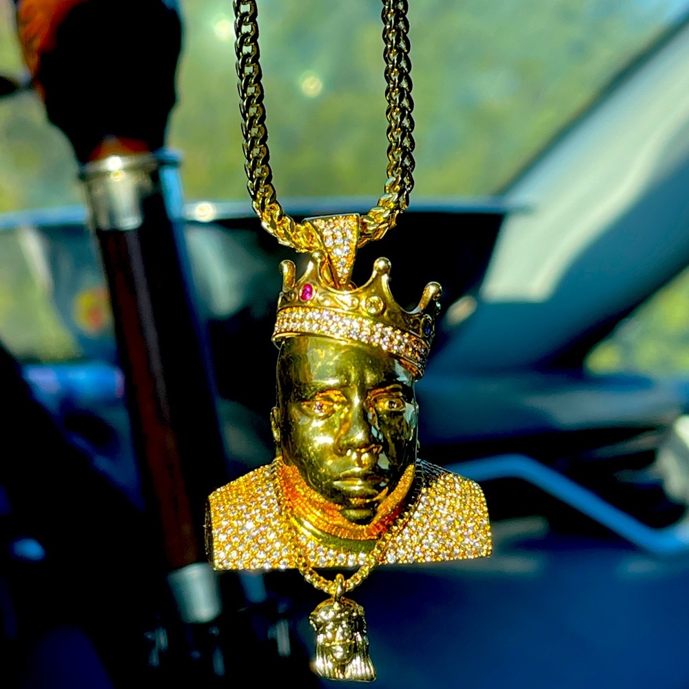 14K Gold plated King Ice Biggie Smalls Chain - Notorious B.I.G. Bling Necklace